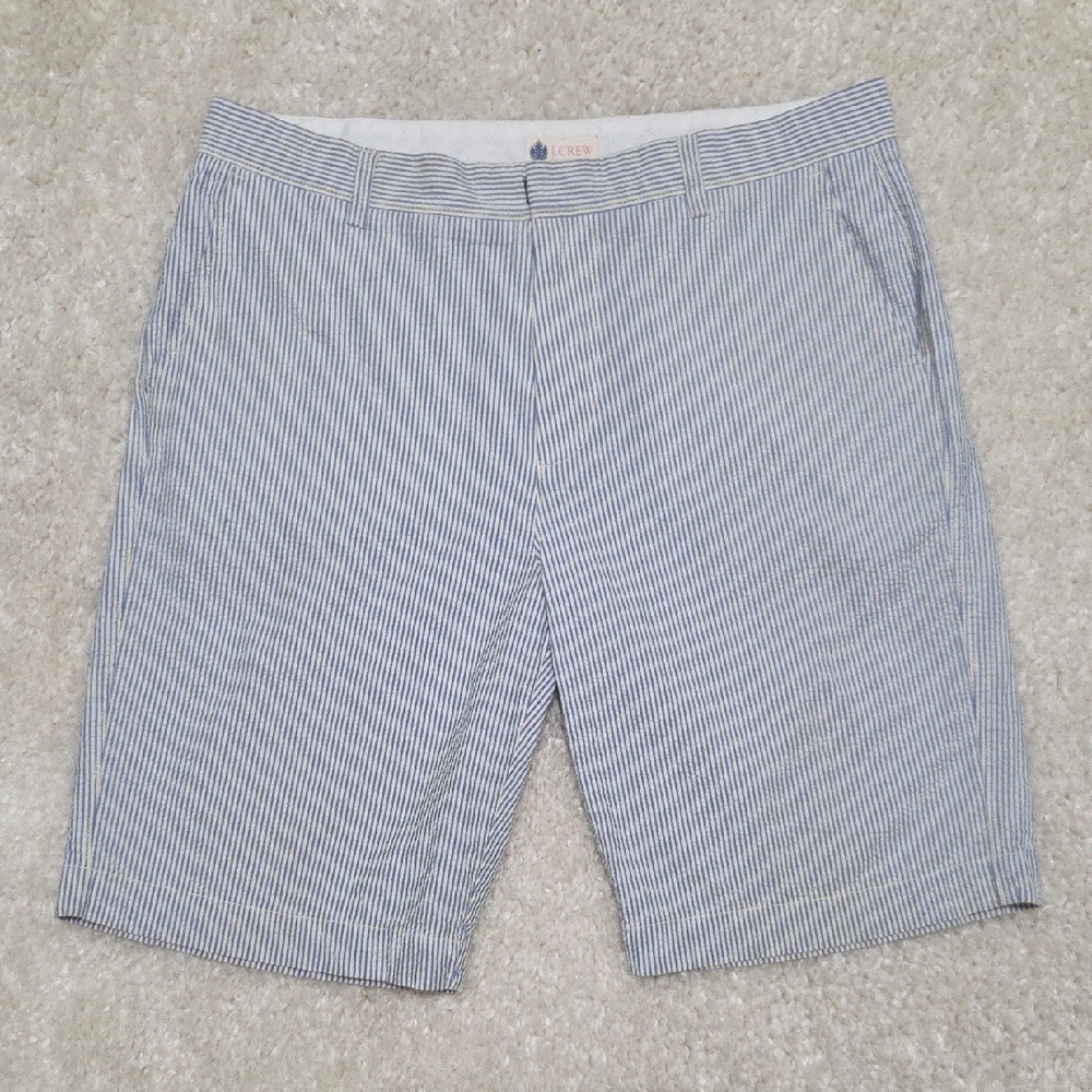 J. Crew Men's Seersucker Striped Blue Shorts, Size 34